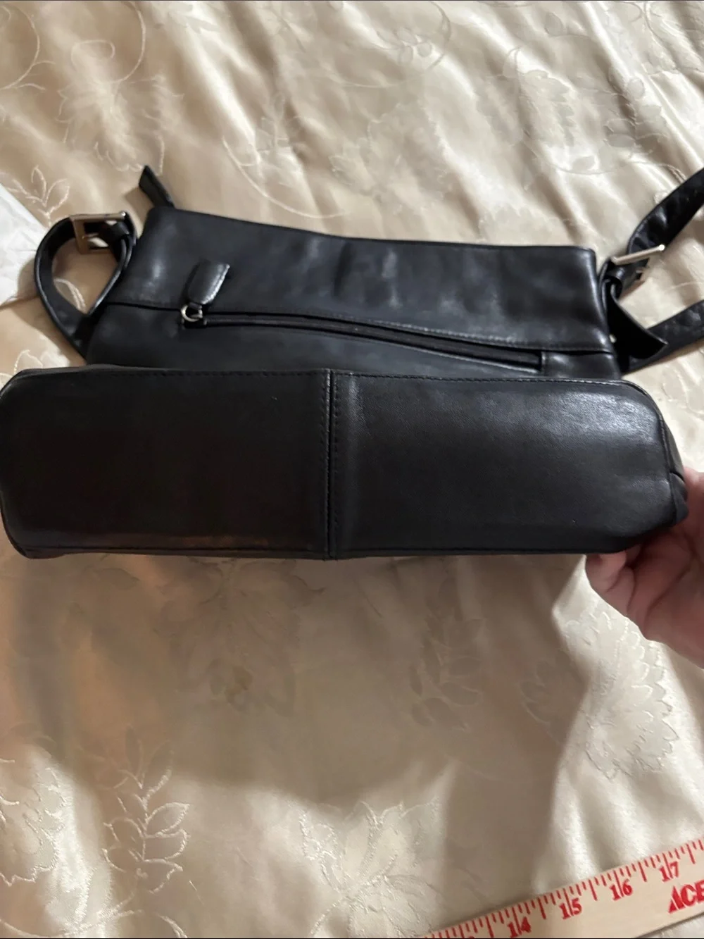 Tignanello Black Leather Crossbody Messenger Bag